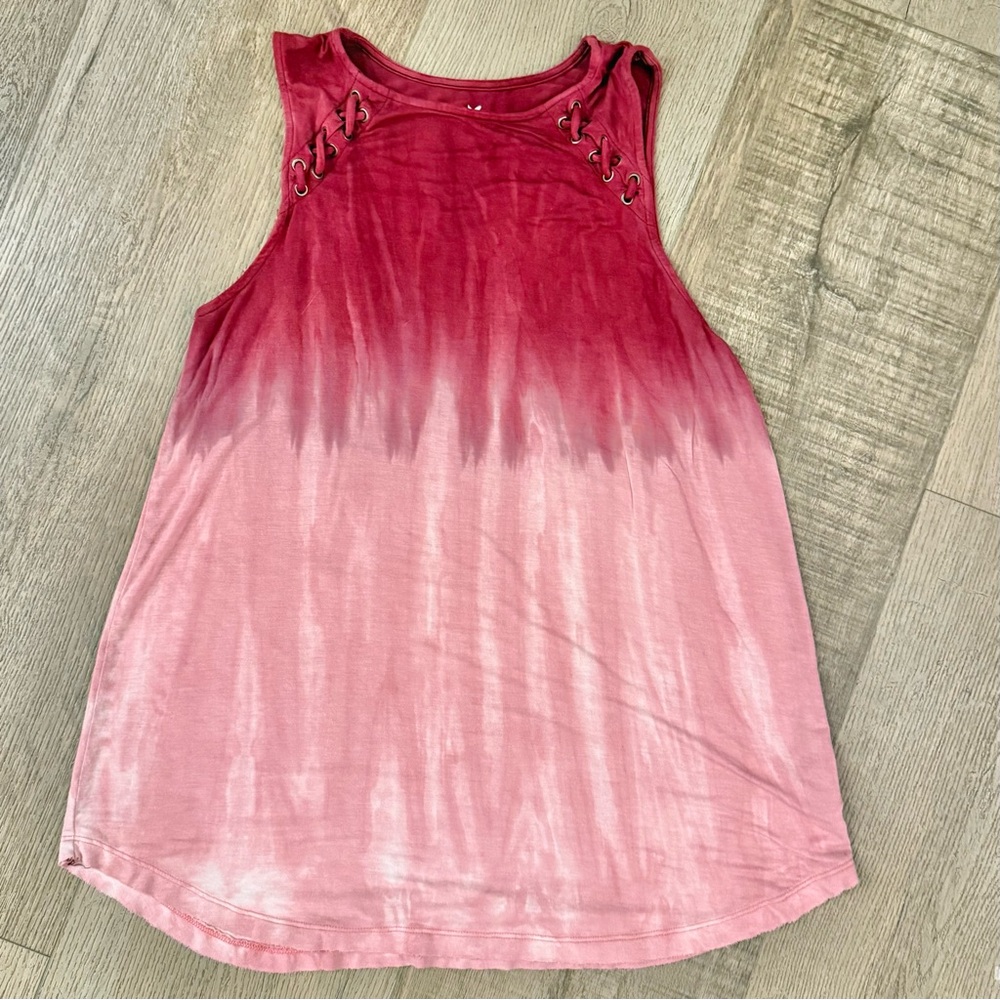 American Eagle Soft & Sexy Tank Top Women’s Small Pink Ombre Lace Up Sleeveless